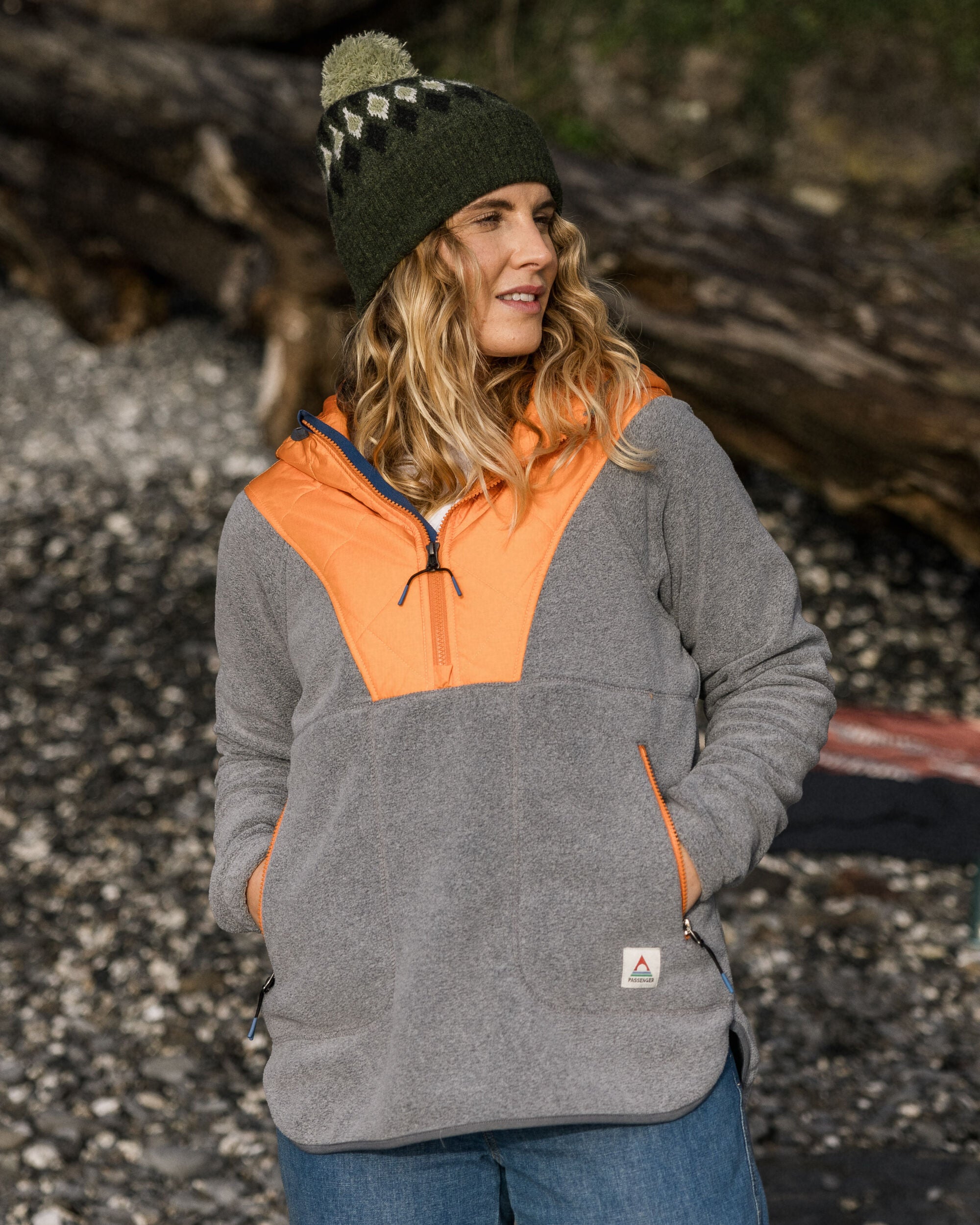 Juana Recycled Polar Hooded Fleece Gray Marl – Passenger