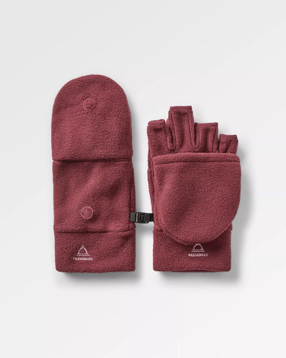 Stem Recycled Polar Convertible Mittens - Wine