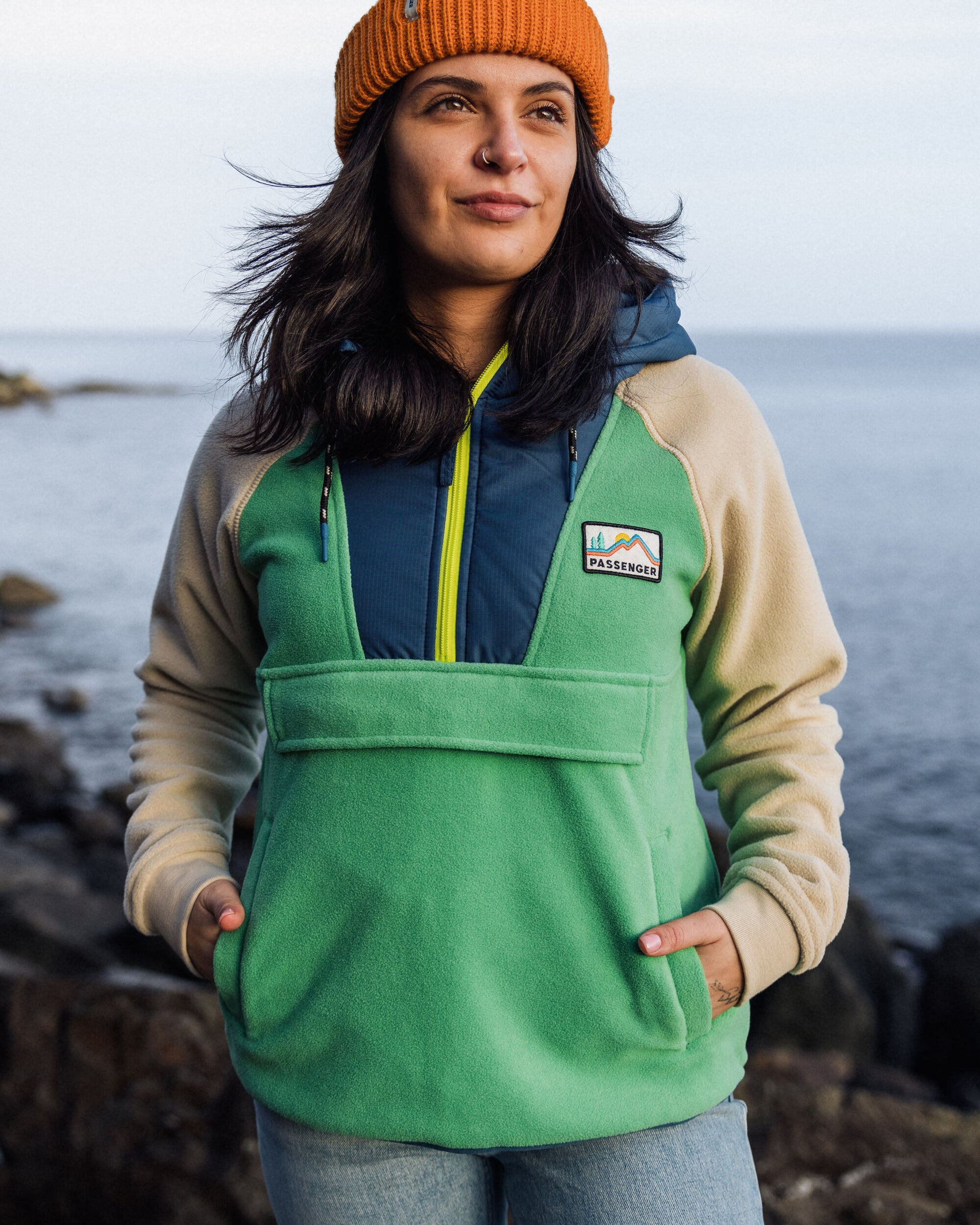 Alexander Recycled Polar Hooded Fleece Green Spruce – Passenger