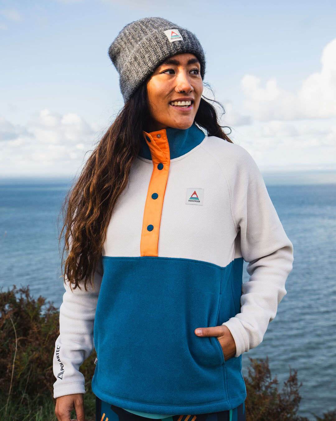 Womens_Snowdrop Pullover Recycled Fleece - Corsair/ Vintage White