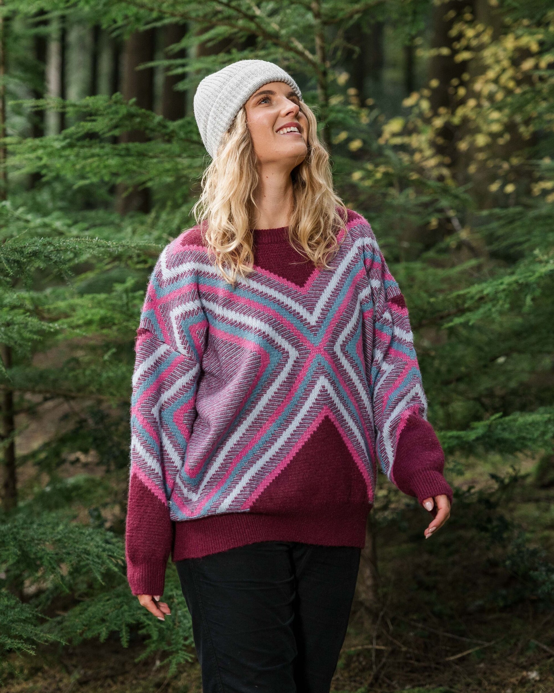 Homestead Oversized Recycled Knitted Jumper - Wine