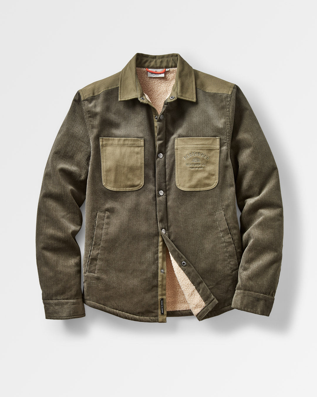 Kodiak Sherpa Lined Cord Shirt Jacket Dusty Olive Passenger