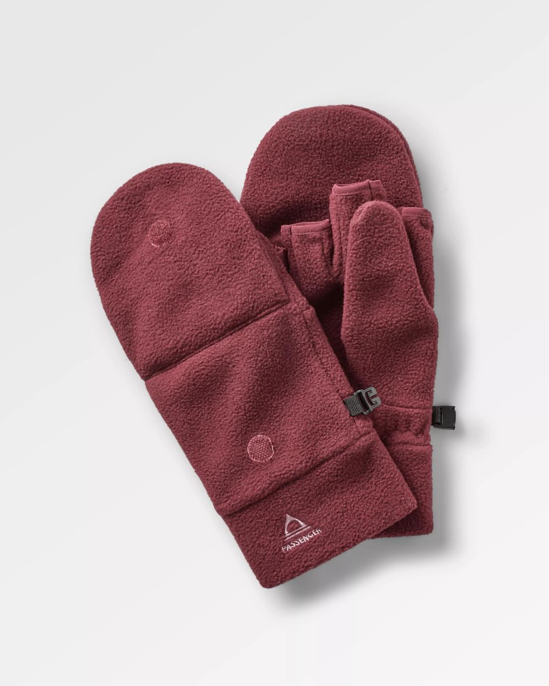 Stem Recycled Polar Convertible Mittens - Wine