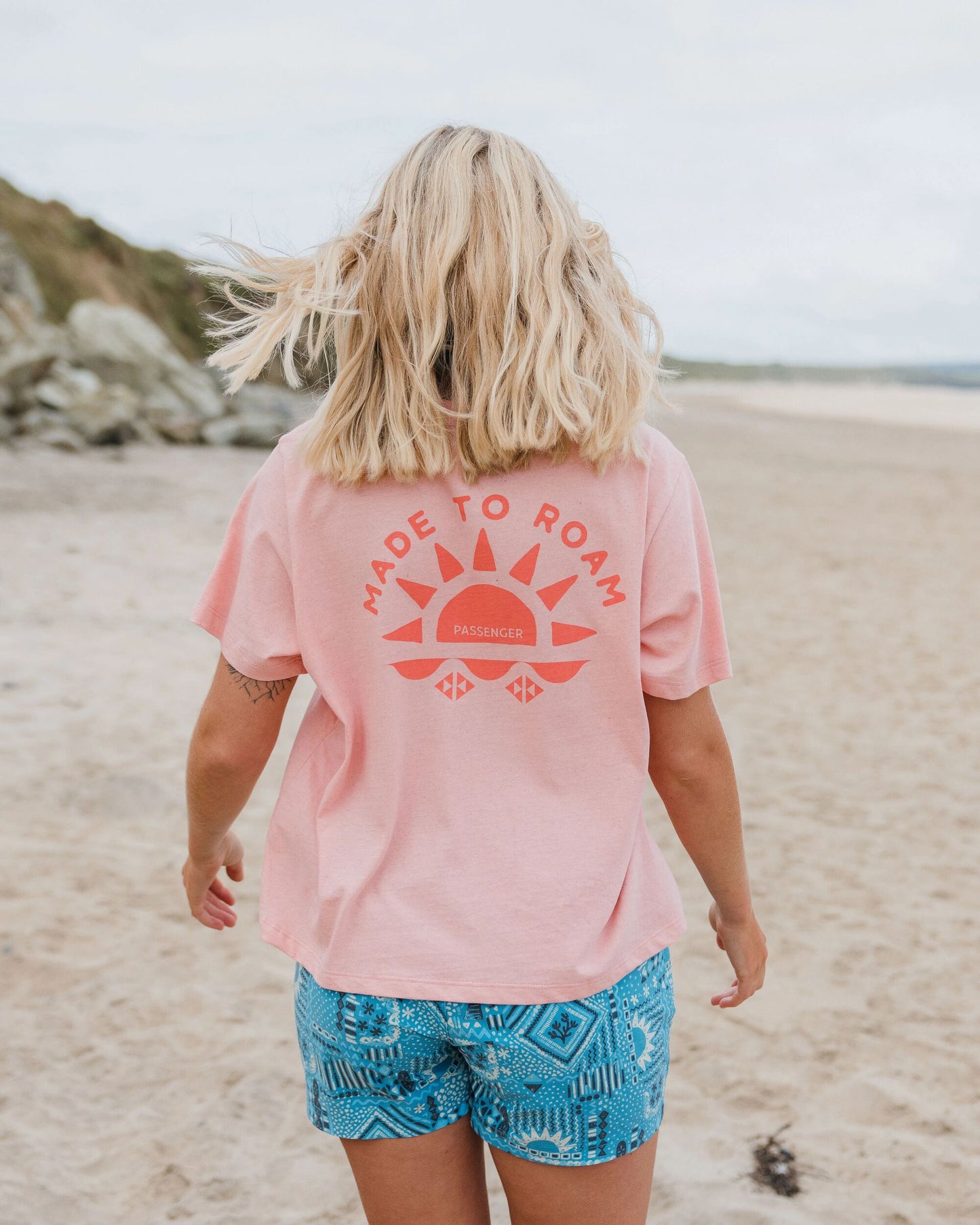 Sunburst Organic T-Shirt - Soft Shell Pink