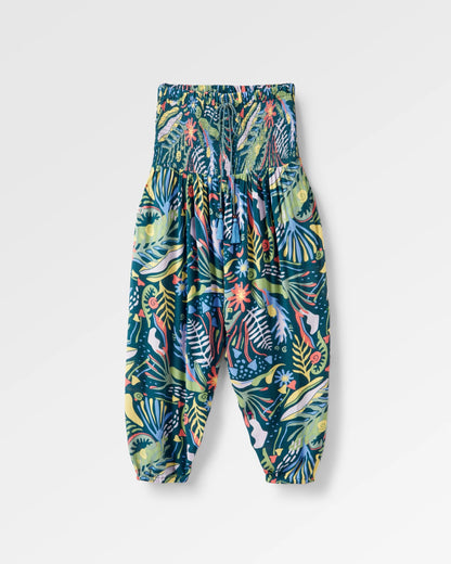 Daylily Printed Loose Trouser - Abstract Seaweed Tidal Blue