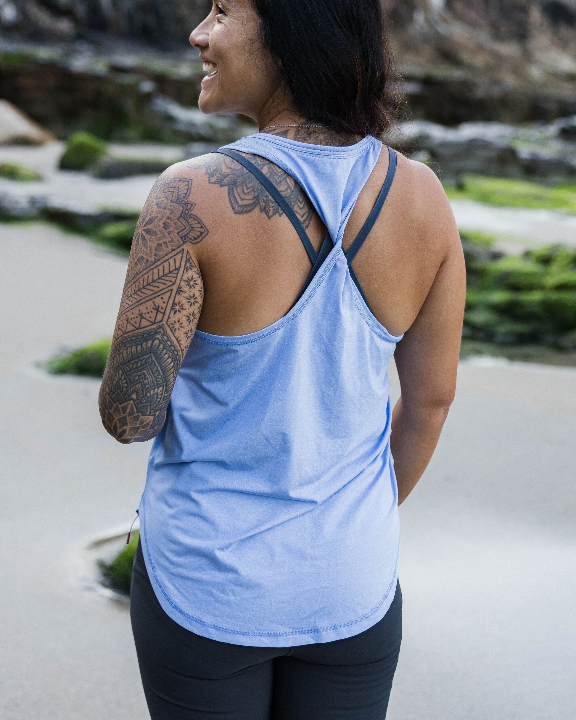 Twist Recycled Marl Active Vest - Cornflower Marl