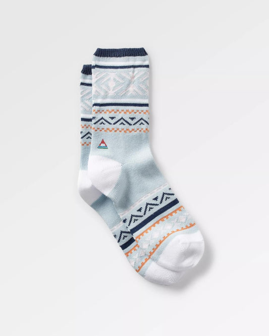 Organic Midweight Patterned Socks - Blue Fog