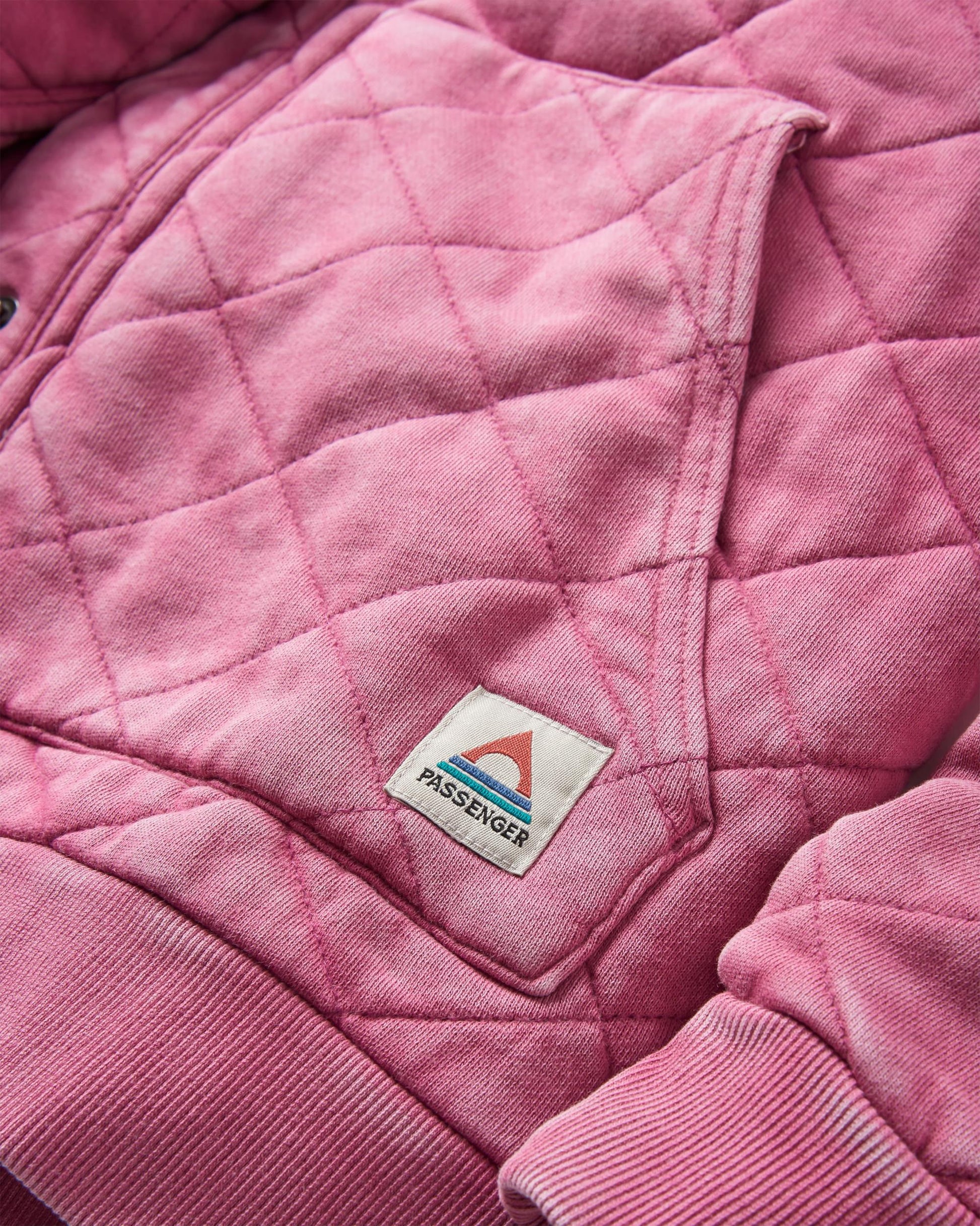 Clementine Recycled Quilted Popper Up Hoodie - Mauve Haze