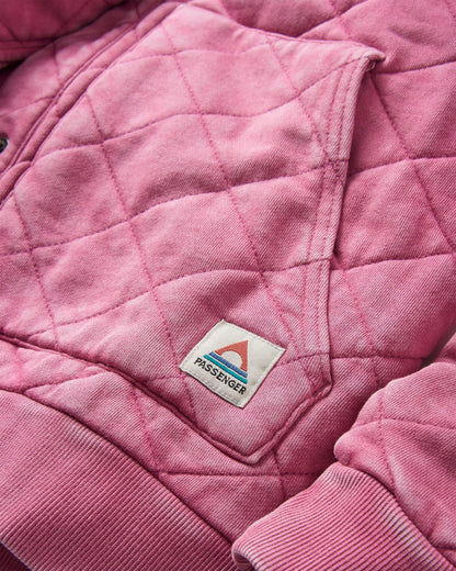 Clementine Recycled Quilted Popper Up Hoodie - Mauve Haze