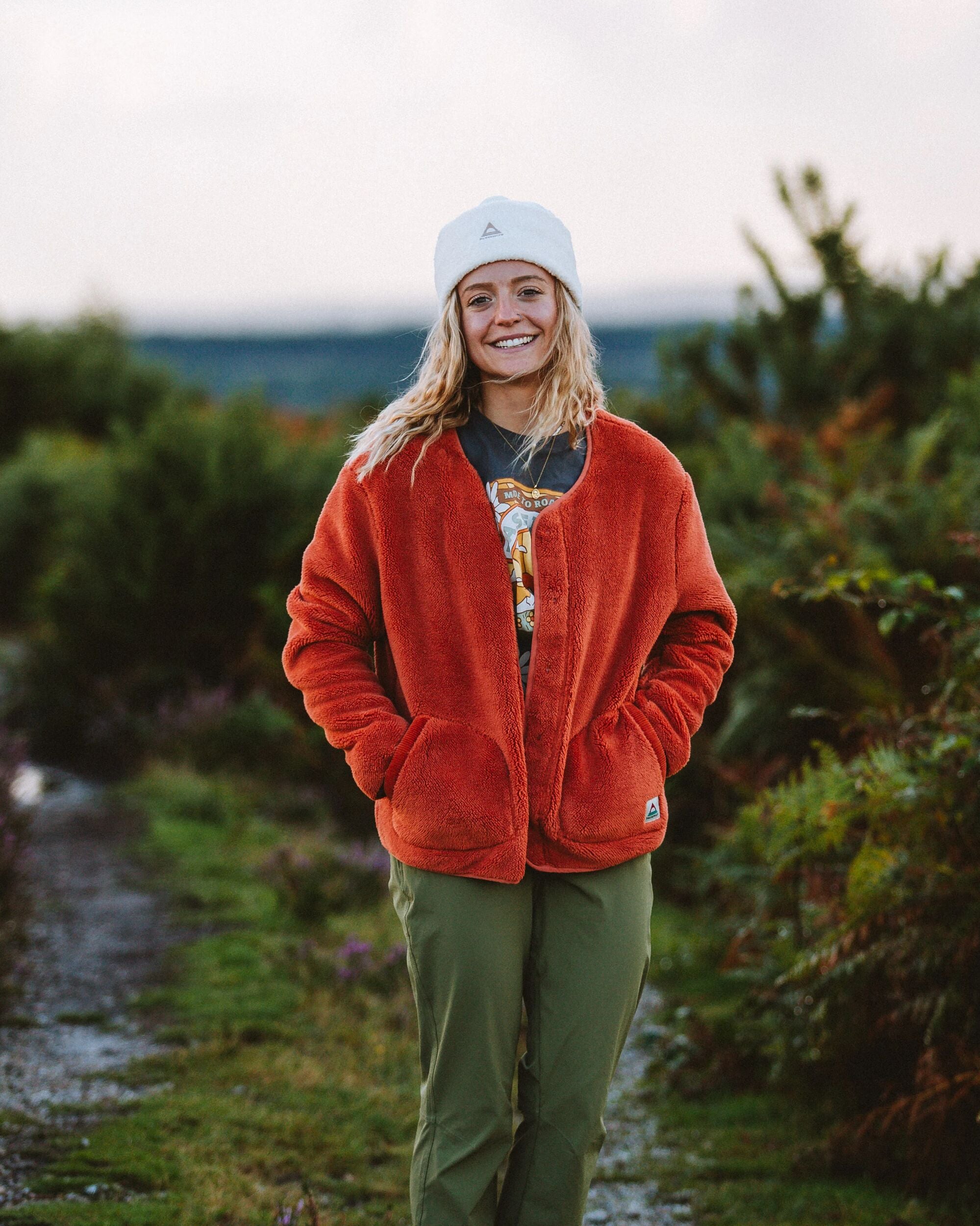 Collarless fleece jacket sale