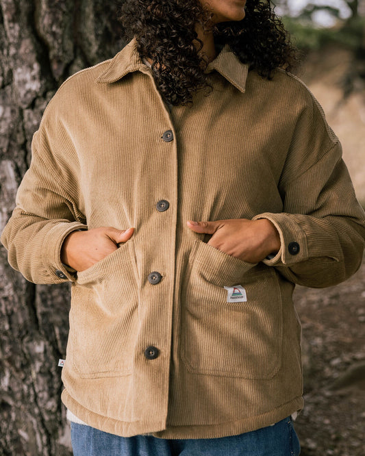 Flint Recycled Cord Overshirt - Biscuit