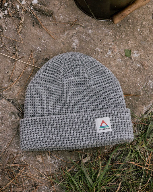 Moss Double Layer Recycled Waffle Beanie - Grey Marl