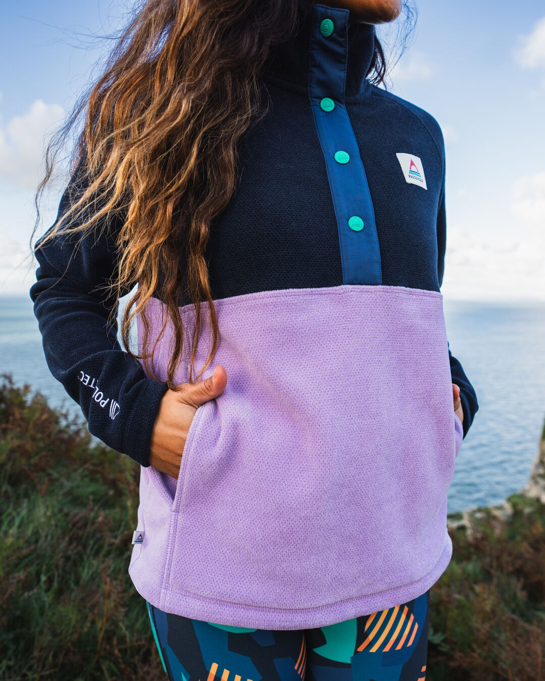 Womens_Snowdrop Pullover Recycled Fleece - Lilac/ Vintage White