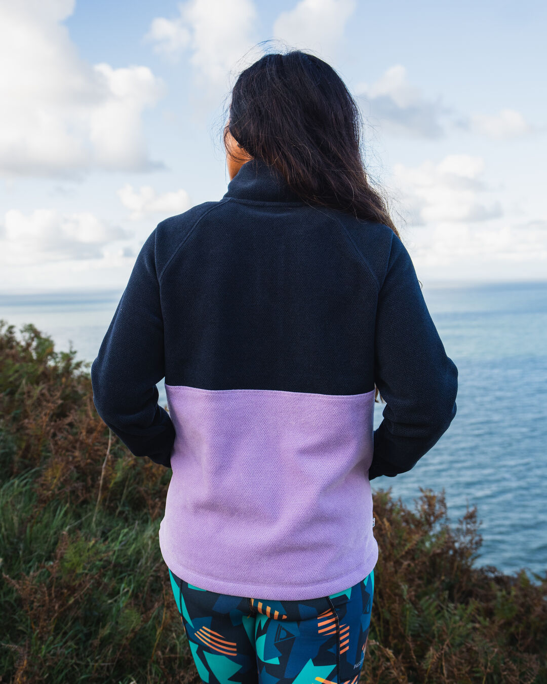 Womens_Snowdrop Pullover Recycled Fleece - Lilac/ Vintage White