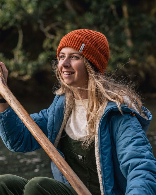 Womens_Compass Recycled Beanie - Rust