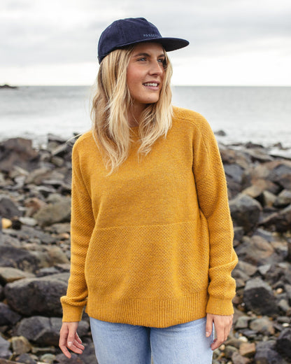 Cove Recycled Knitted Jumper - Amber Gold
