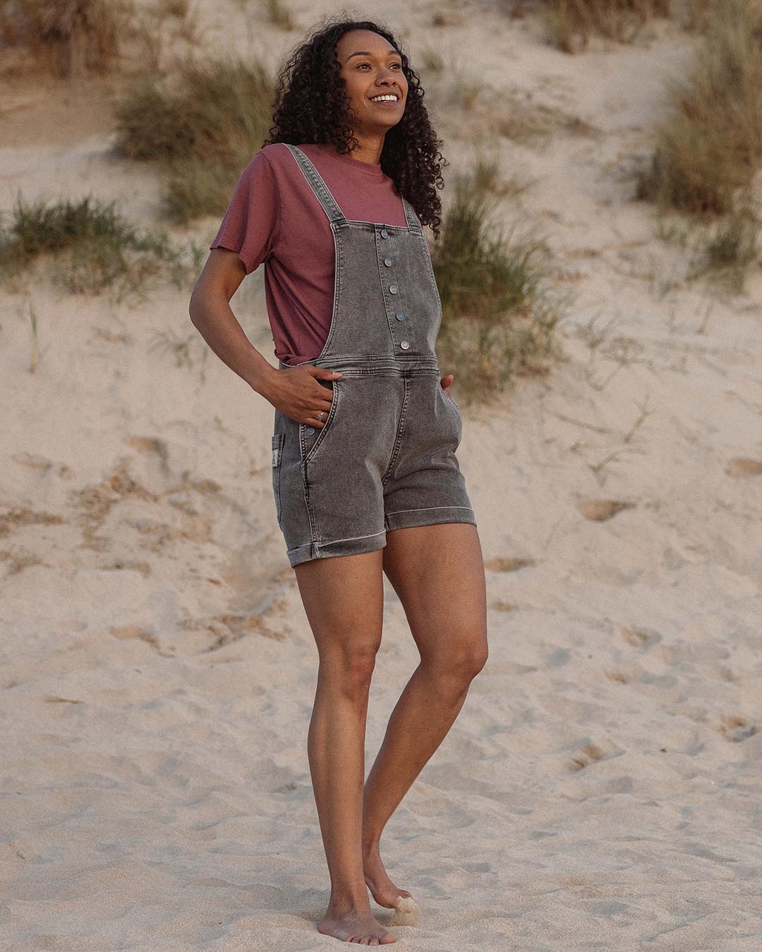 Denim short dungarees womens outlet