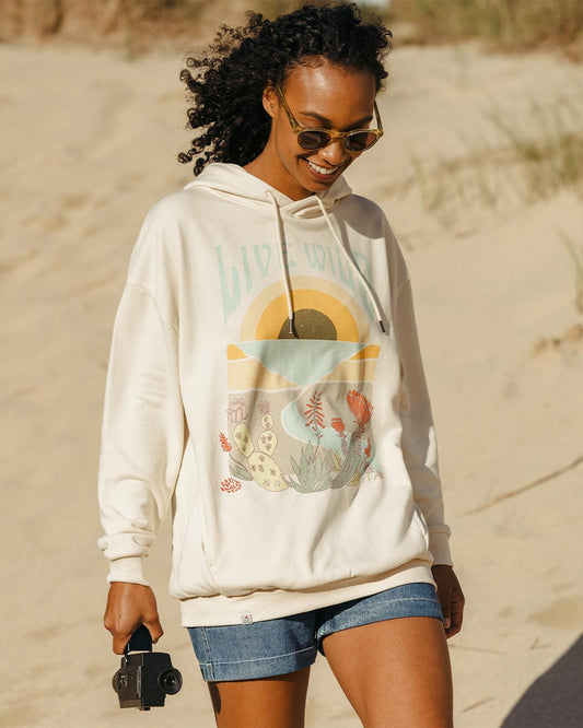 Live Wild Recycled Cotton Oversized Hoodie - Birch