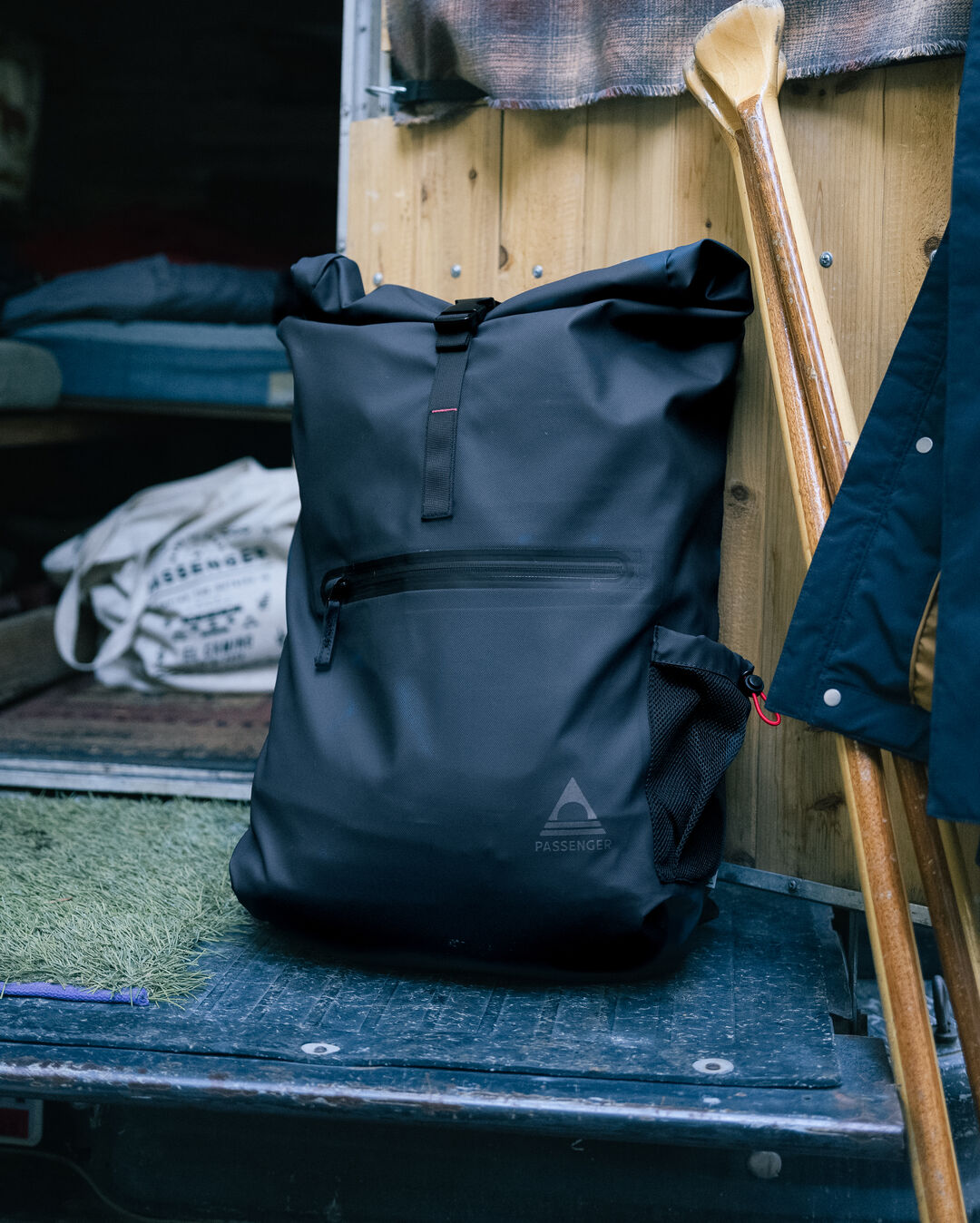 Crossing Roll Top Backpack Charcoal Black