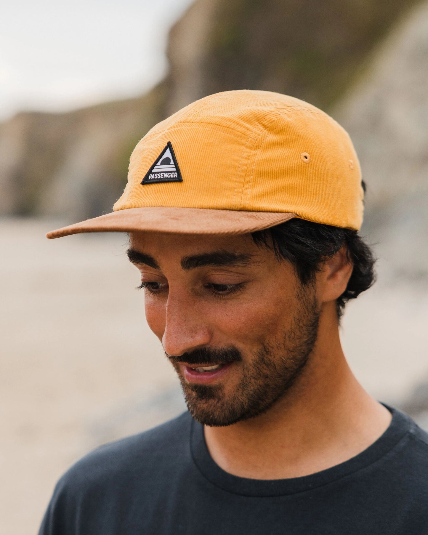 Male_Fixie 5 Panel Recycled Cord Cap - Golden Spice