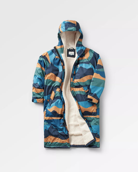 Waves Recycled Sherpa Lined Changing Robe - Scenic Navy
