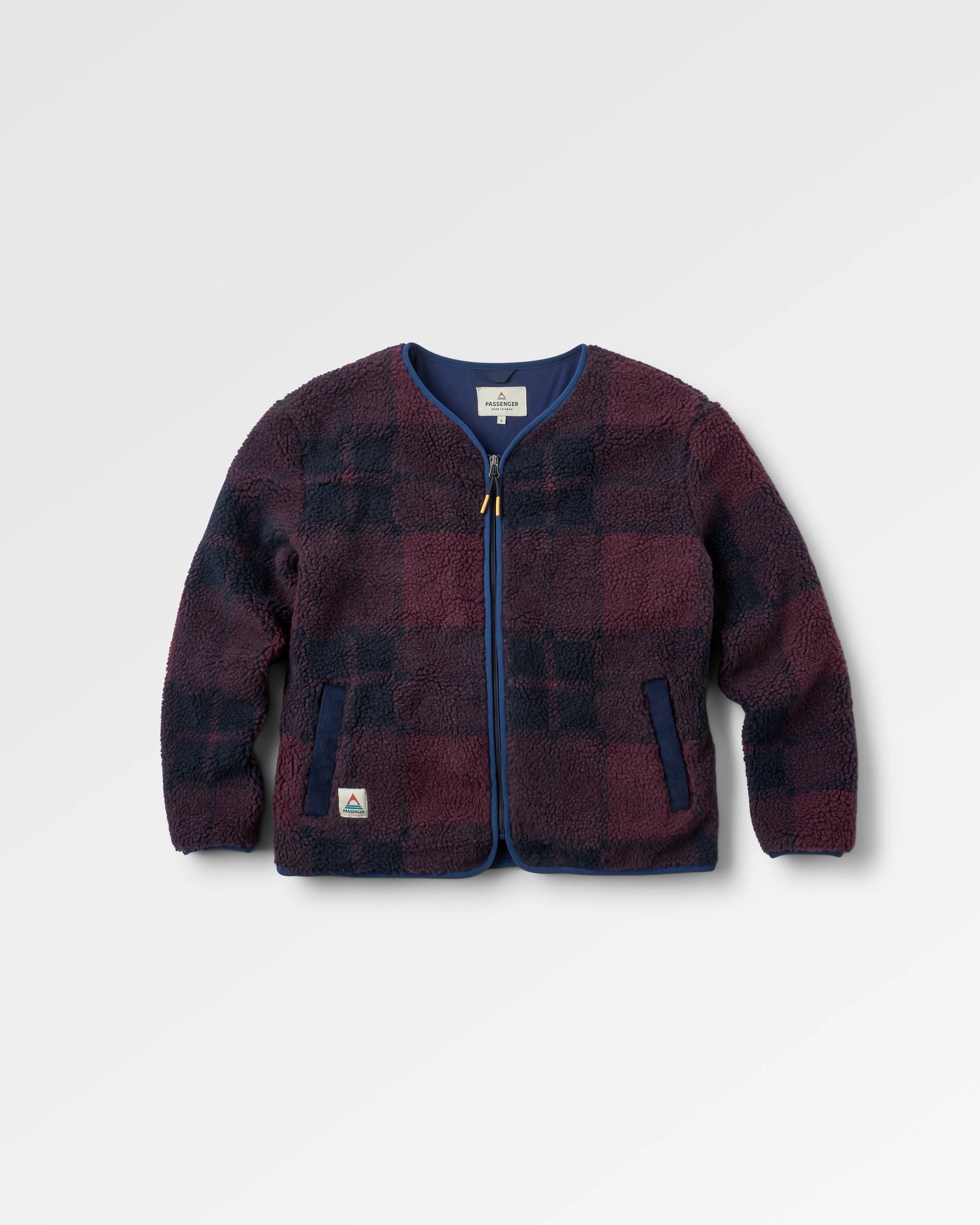 Tawny Recycled Deep-Pile Sherpa Jacket - Deep Plum/Deep Navy Check