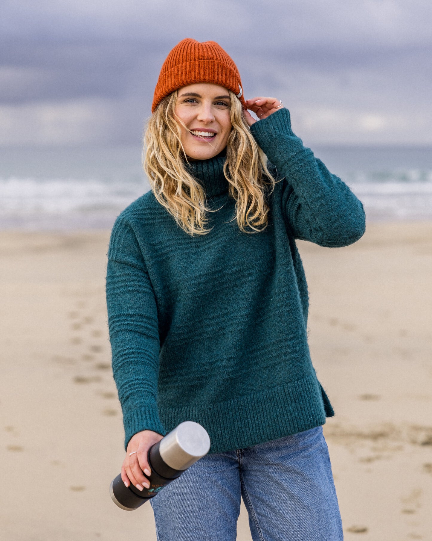 Snug Recycled Polo Neck Knitted Jumper - Mediterranean