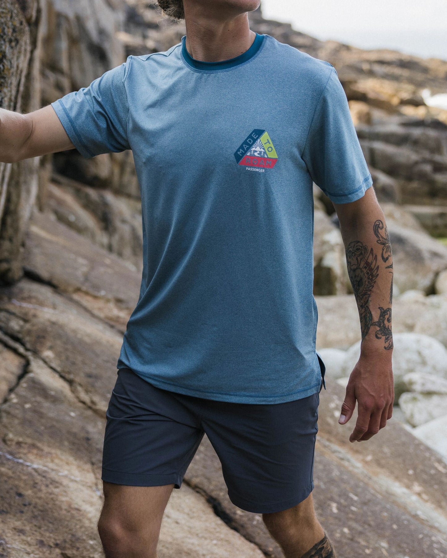 Classic Active Recycled T-Shirt - Blue Steel Marl