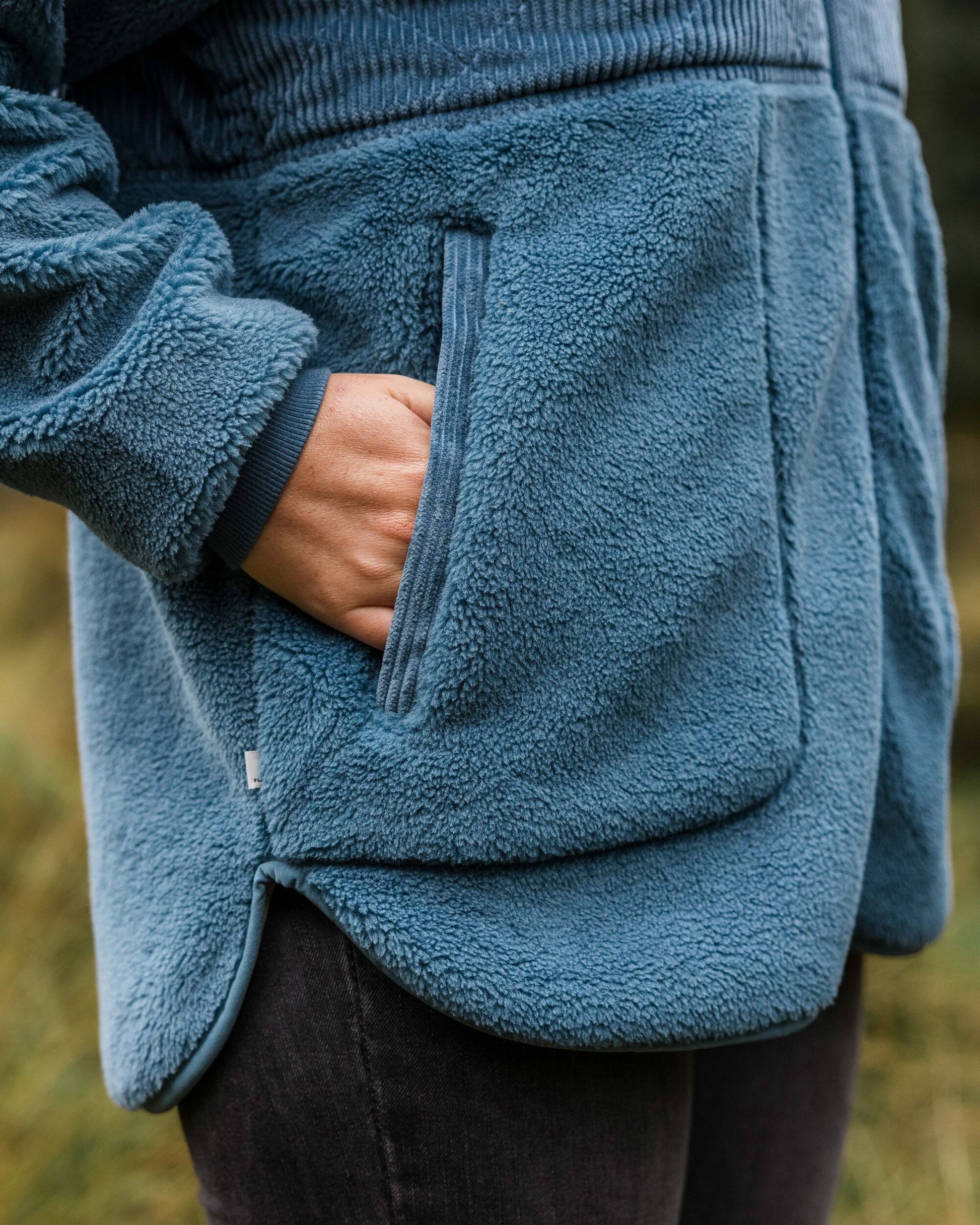 Awaken Recycled Sherpa Full Zip Fleece - Washed Blue