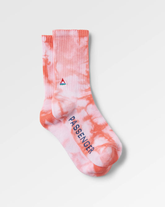 Organic Mid-weight Crew Socks - Tie Dye Shell Pink