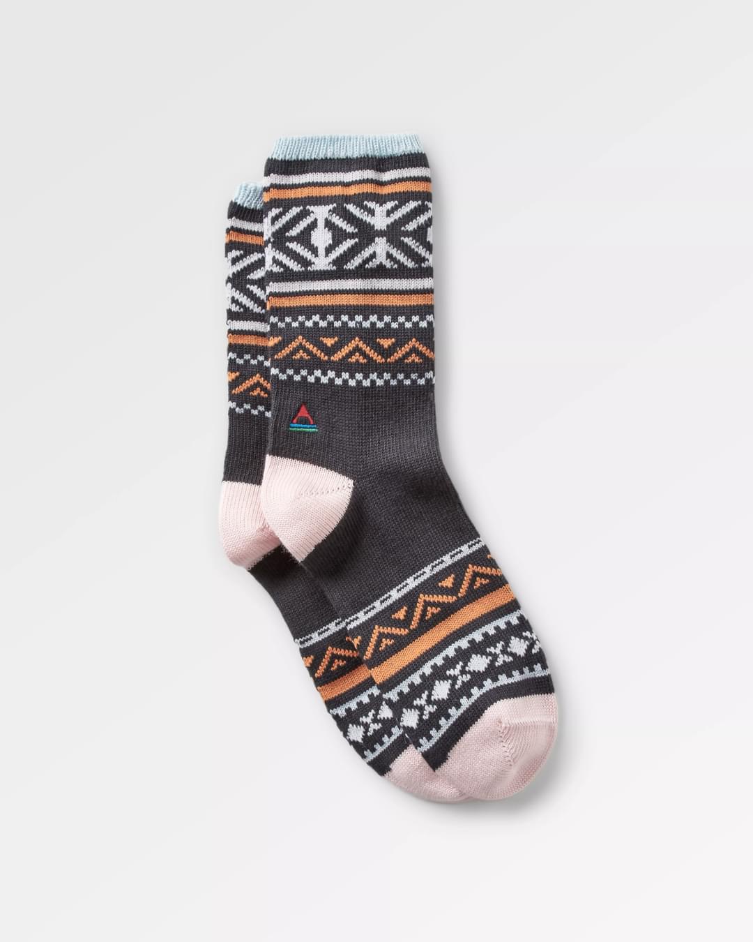 Organic Midweight Patterned Socks - Charcoal