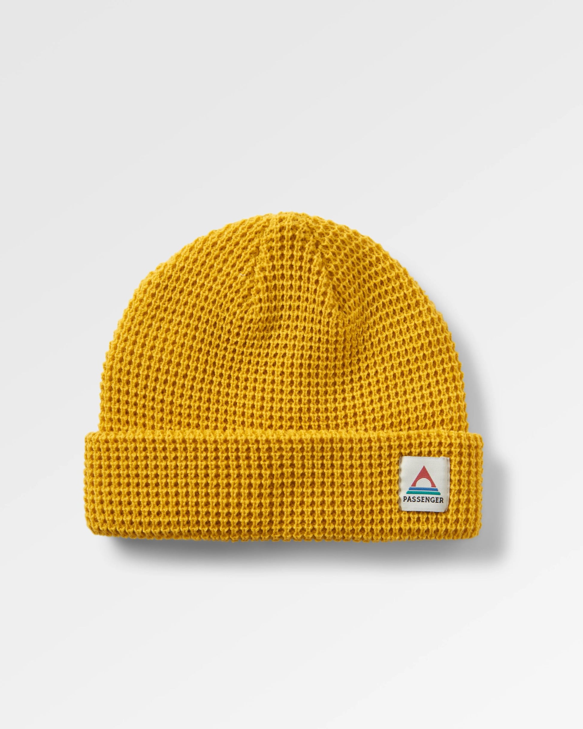 Moss Double Layer Recycled Waffle Beanie - Mustard Yellow