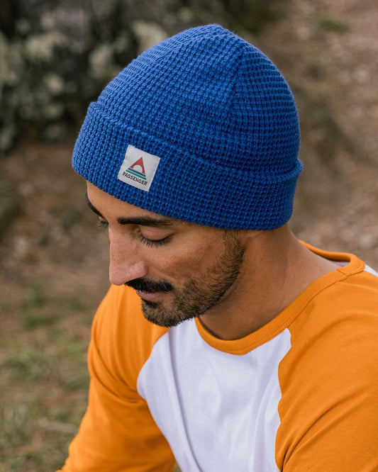 Male_Moss Double Layer Recycled Waffle Beanie - True Blue