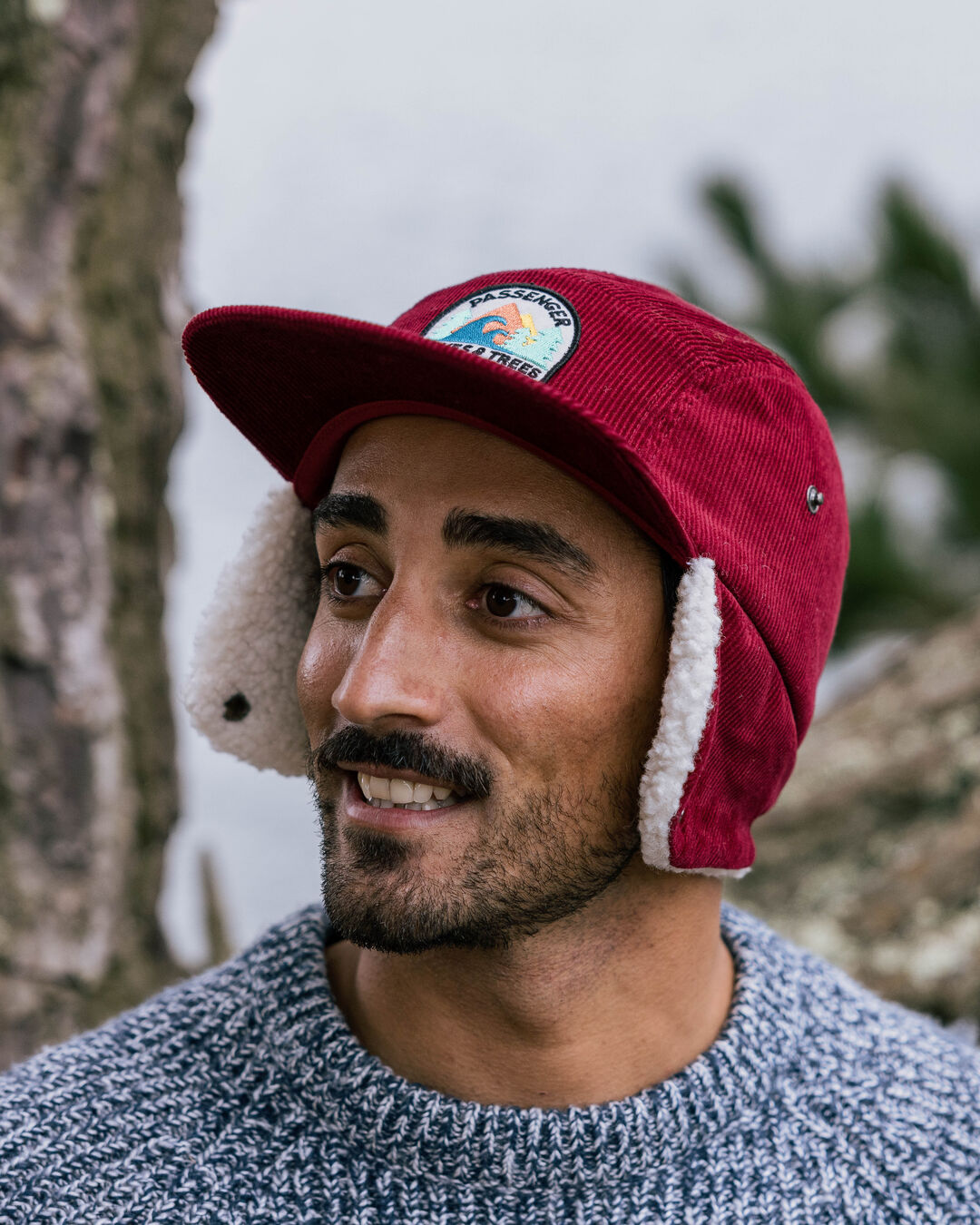 Male_Daytime Recycled Cord Sherpa Lined Hat - Wine