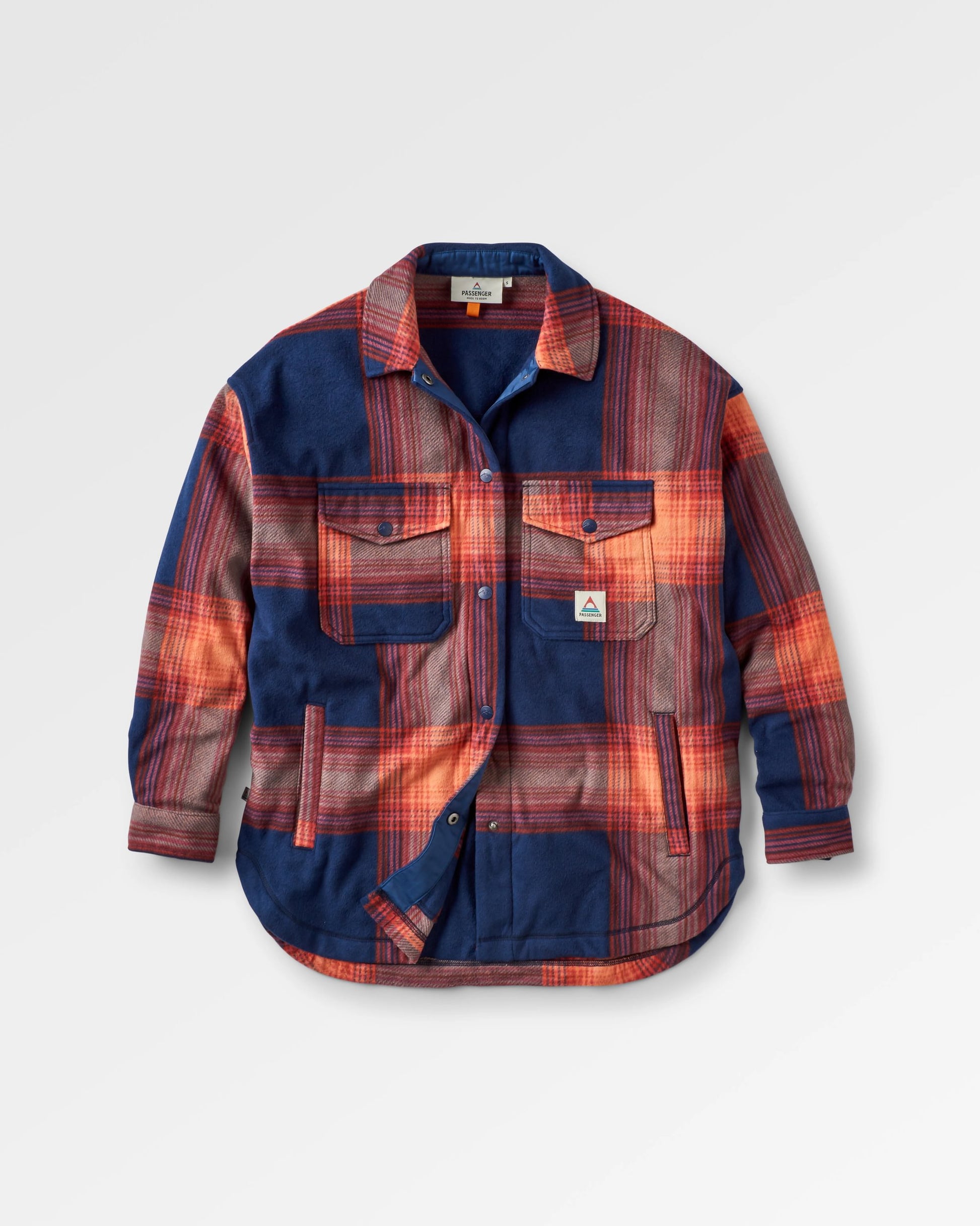 East Recycled Polar Fleece Shirt - Rich Navy/ Red Ochre Check