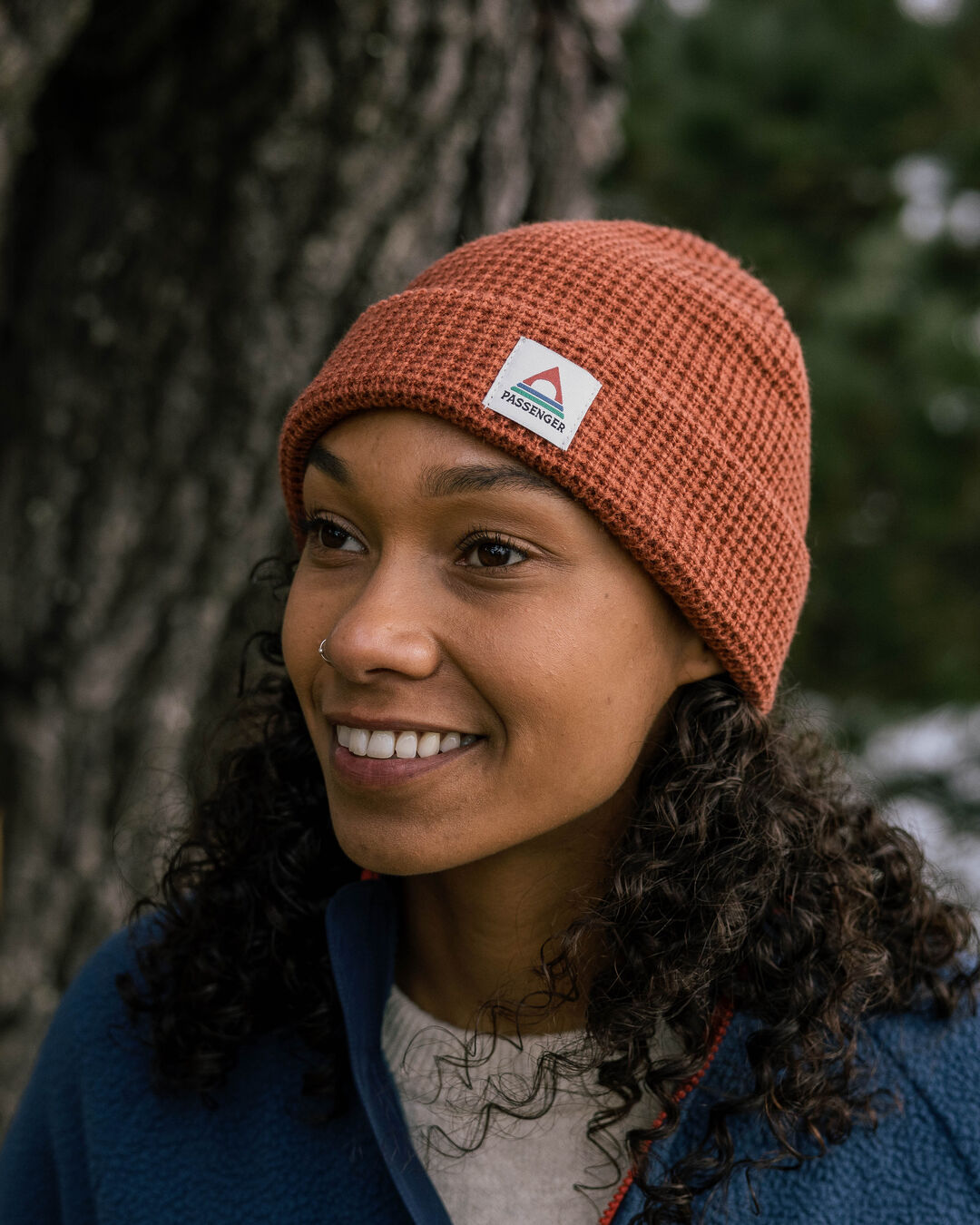 Moss Double Layer Recycled Waffle Beanie - Baked Clay