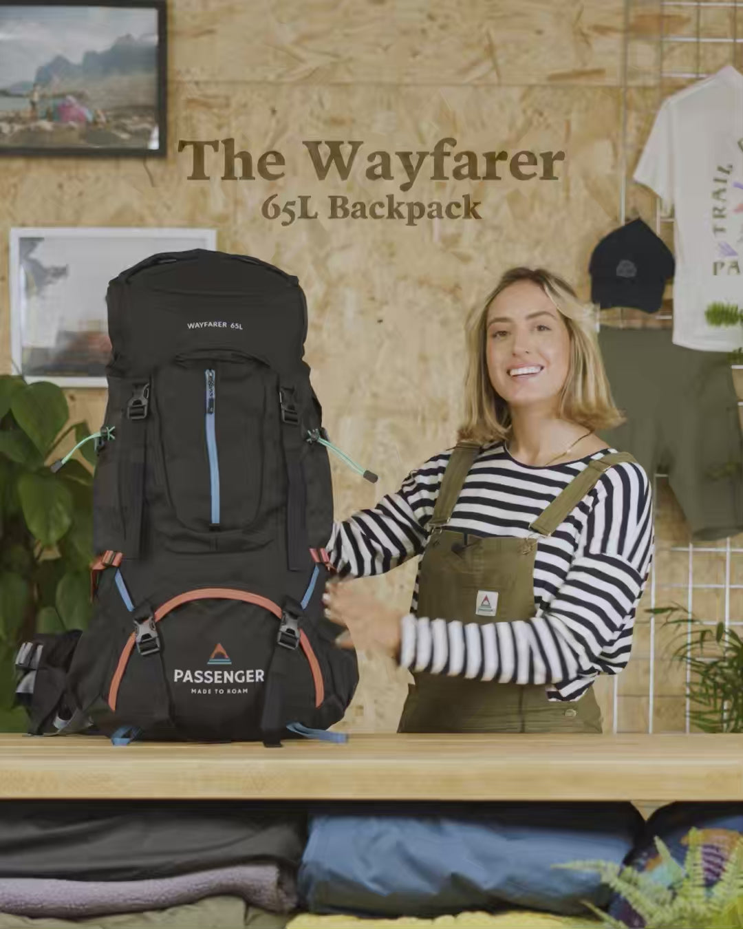Wayfarer Recycled 65L Backpack - Black