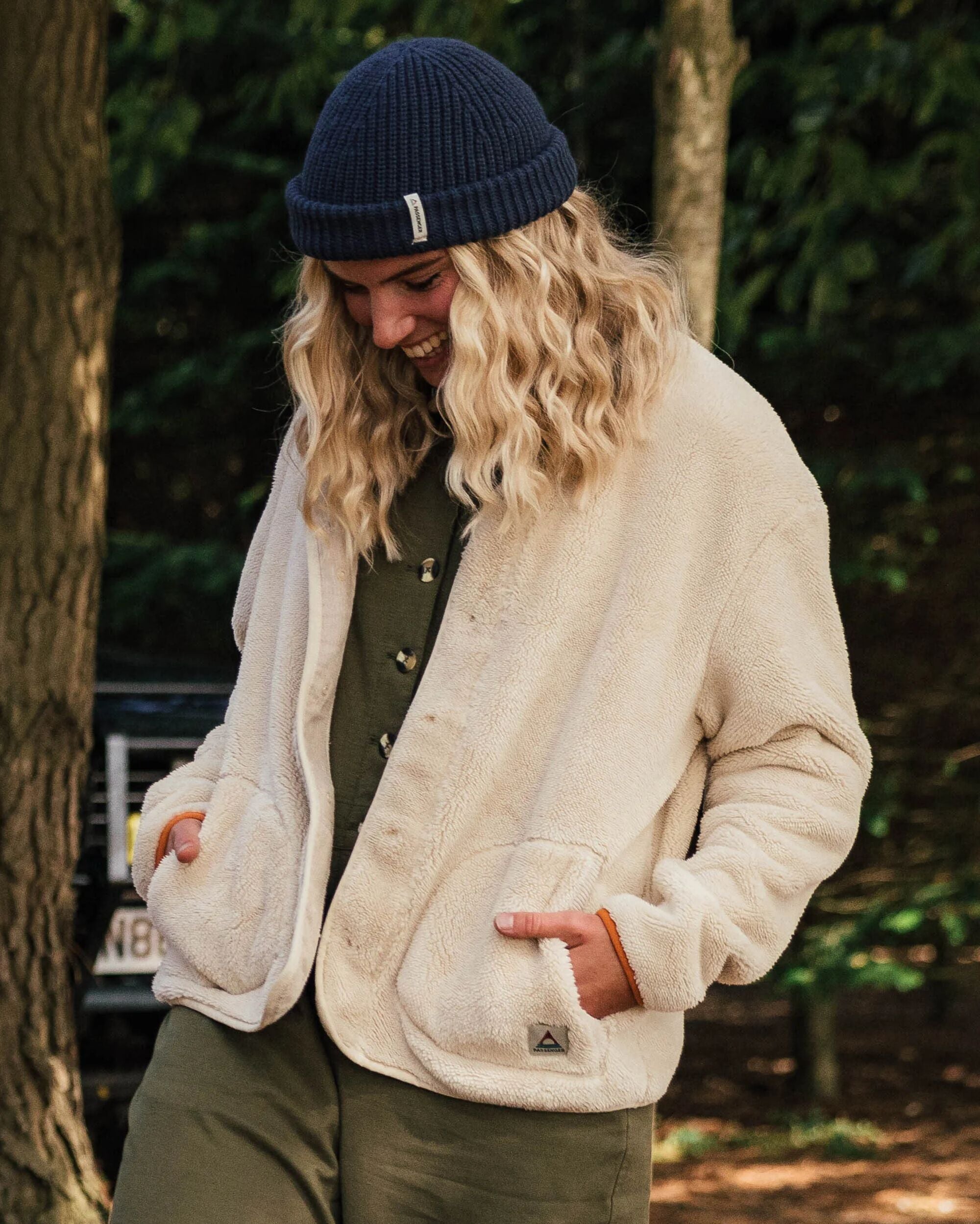 Iris Collarless Recycled Fleece Jacket Oat