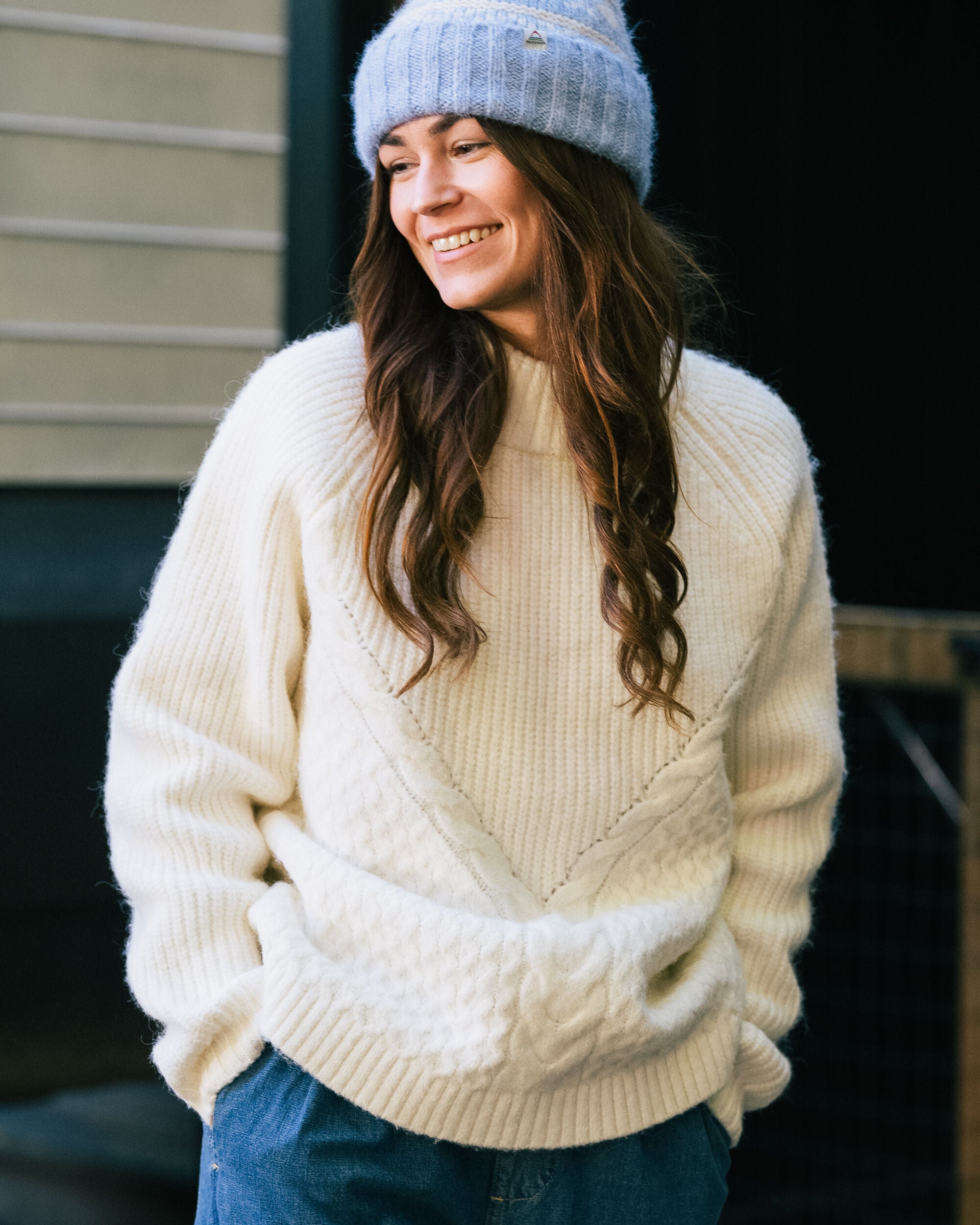 Cozy Cable Recycled Knitted Sweater Off White Passenger