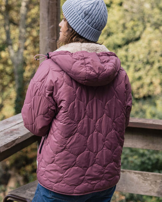 Earthy Recycled Sherpa Lined Insulated Jacket - Crushed Berry