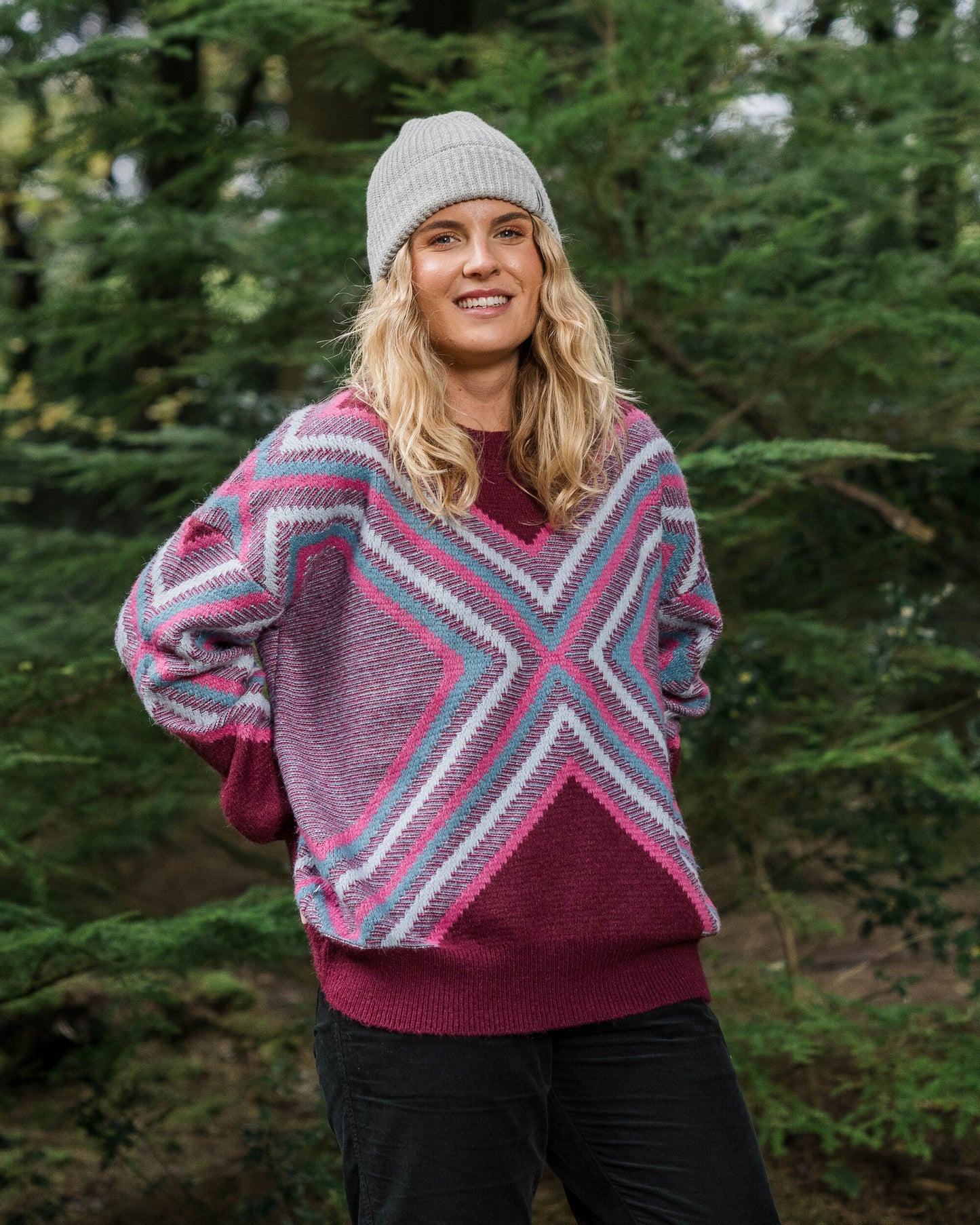 Homestead Oversized Recycled Knitted Jumper - Wine