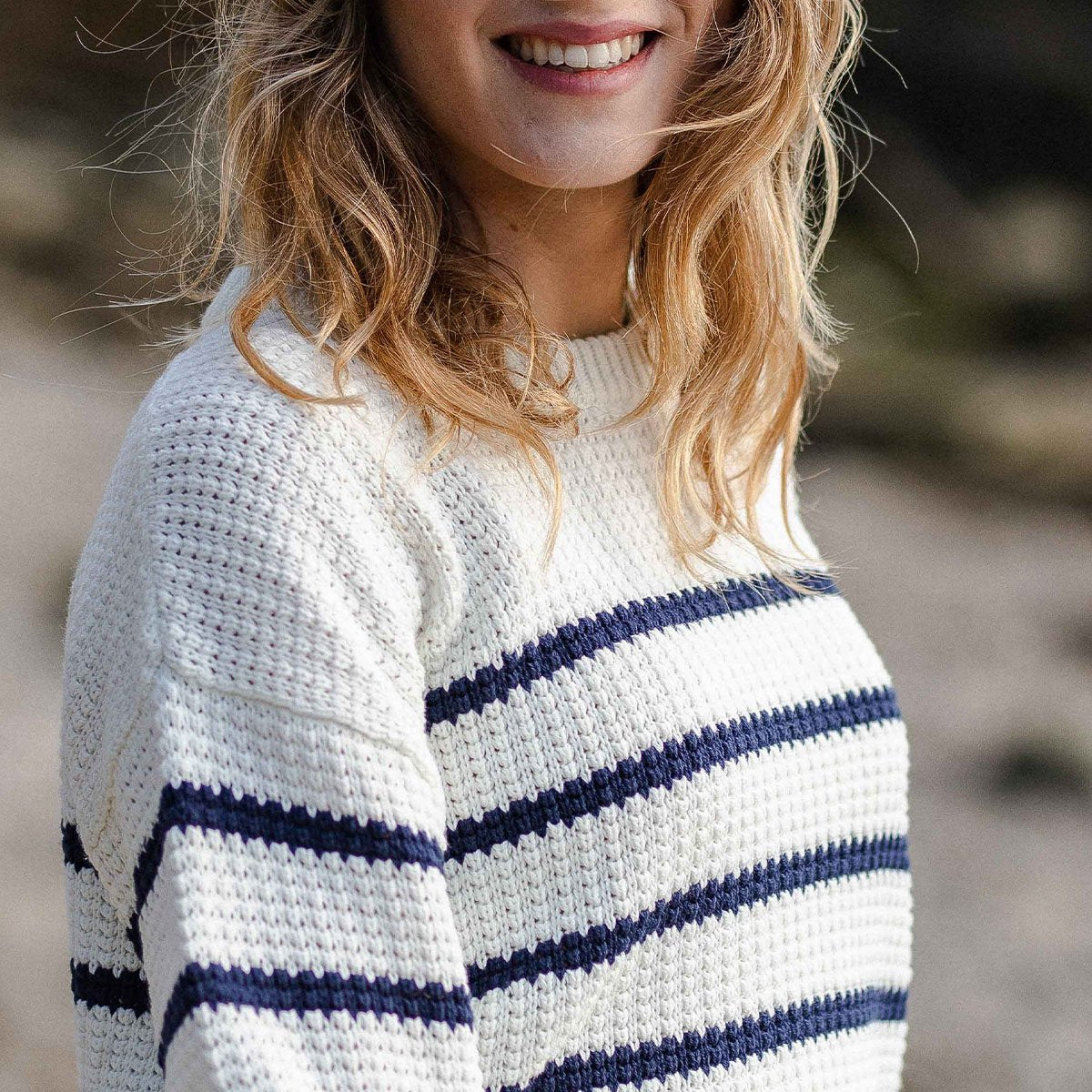 Lakewood Knitted Sweater - Off white Stripe