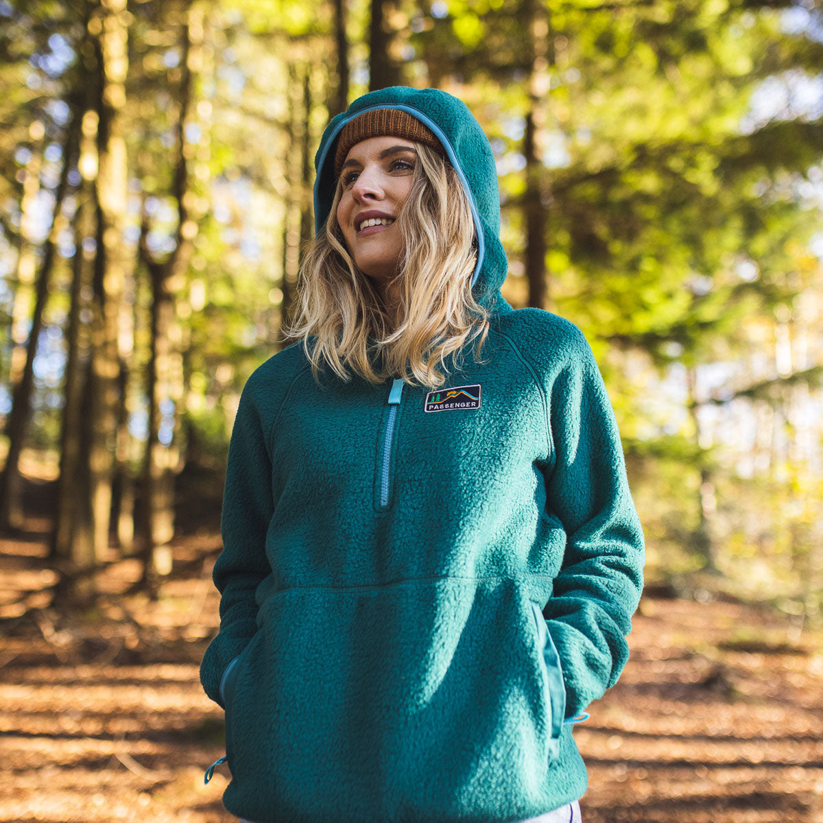 Maine Recycled Hooded Sherpa Fleece - Storm Green