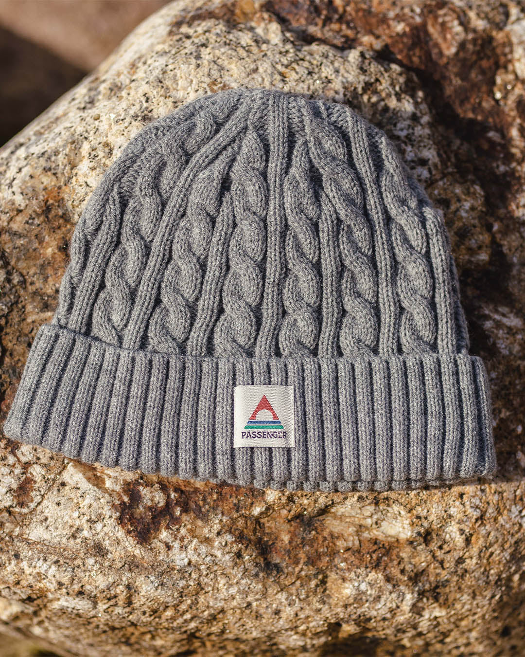 Fireside Recycled Acrylic Cable Knit Beanie - Grey Marl
