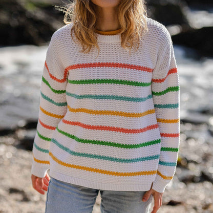 Lakewood Knitted Sweater - White Stripe