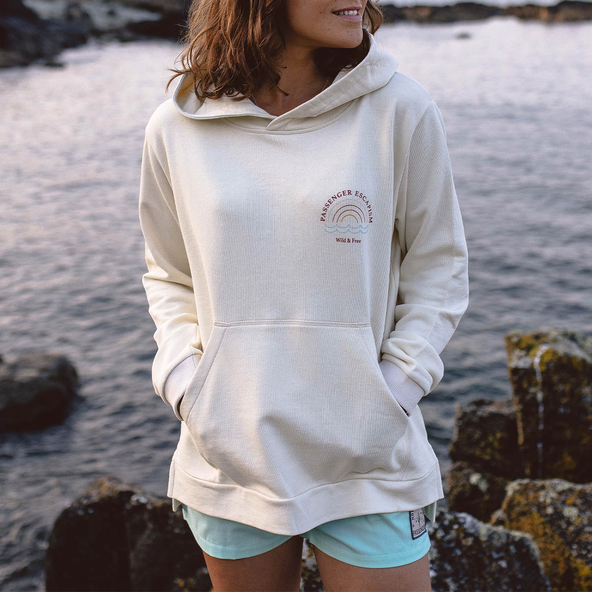 Rainbow Recycled Cotton Hoodie - Egret