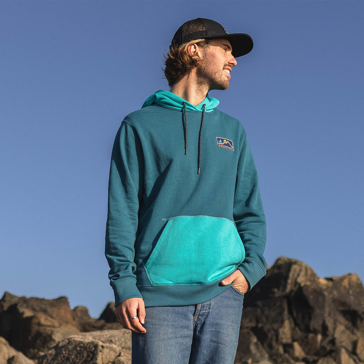 Alp Recycled Cotton Hoodie - Blue Coral