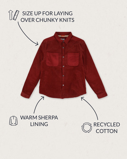 Kodiak Sherpa Lined Cord Shirt - Russet Brown