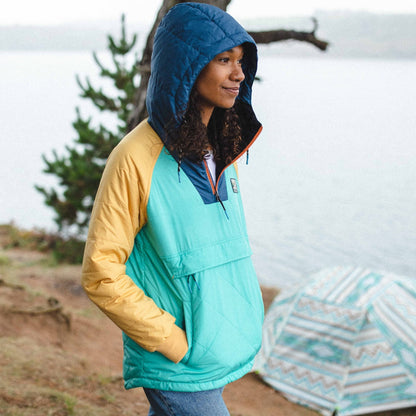 Ocean Recycled Insulated 1/2 Zip Jacket - Blue Turquoise