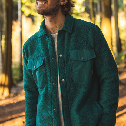 Spruce Recycled Sherpa Fleece Shirt - Storm Green